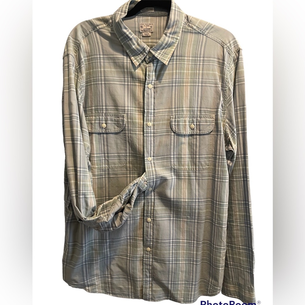 J Crew grey/green colored casual button up